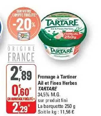Fromage à Tartiner Ail et Fines Herbes TARTARE