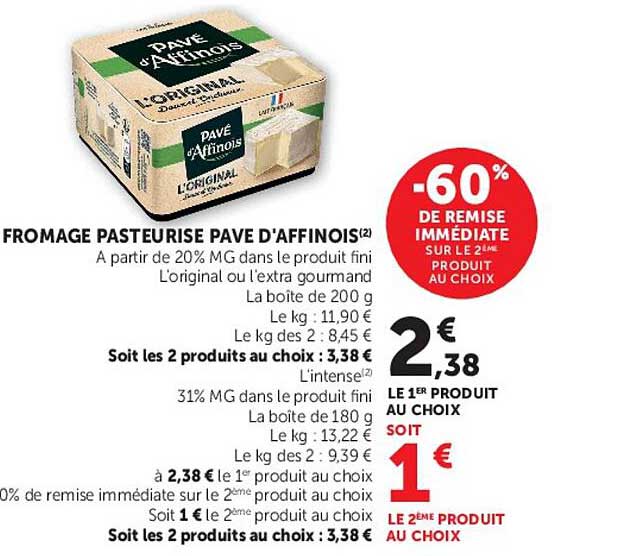 FROMAGE PASTEURISE PAVE D'AFFINOIS