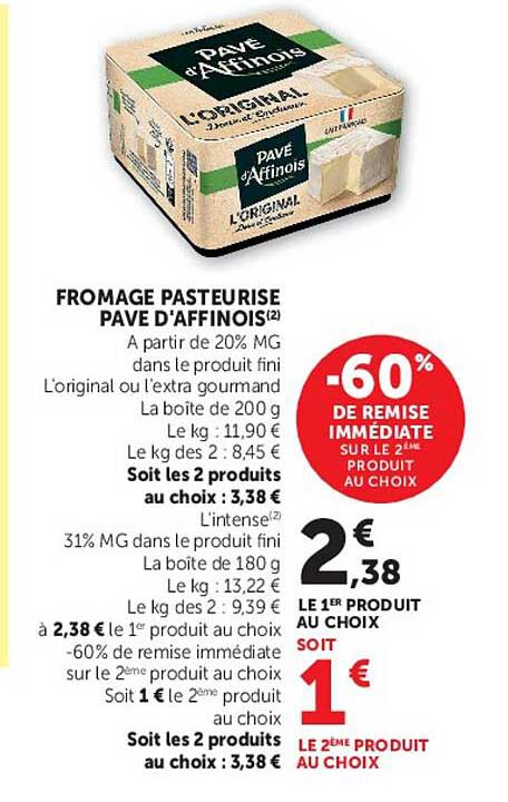FROMAGE PASTEURISÉ PAVÉ D'AFFINOIS