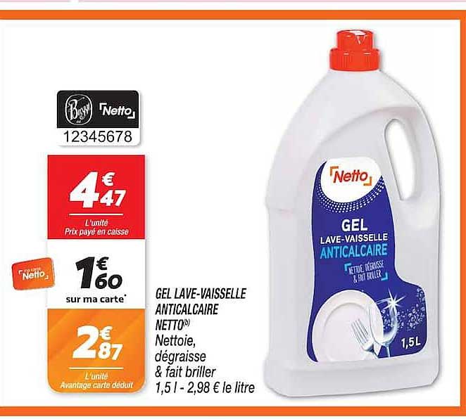GEL LAVE-VAISSELLE ANTICALCAIRE NETTO