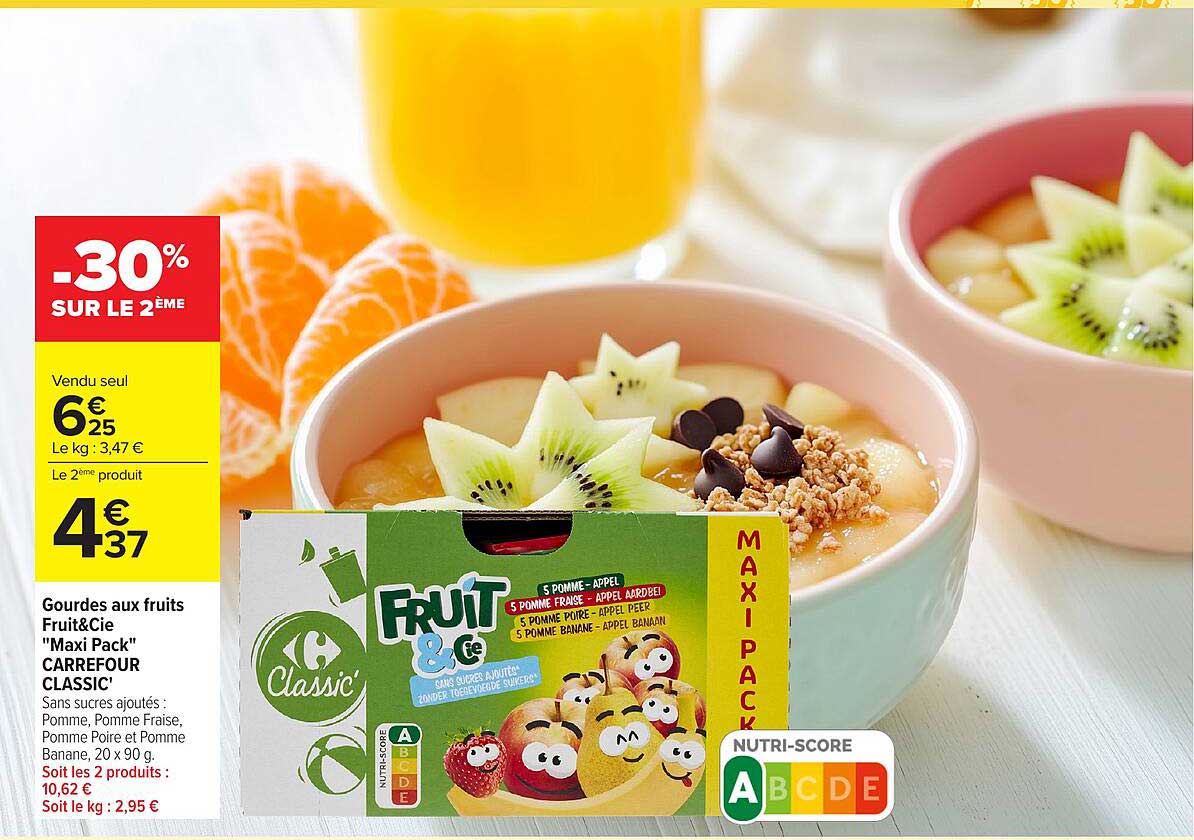 Gourdes aux fruits Fruit&Cie "Maxi Pack" CARREFOUR CLASSIC'
