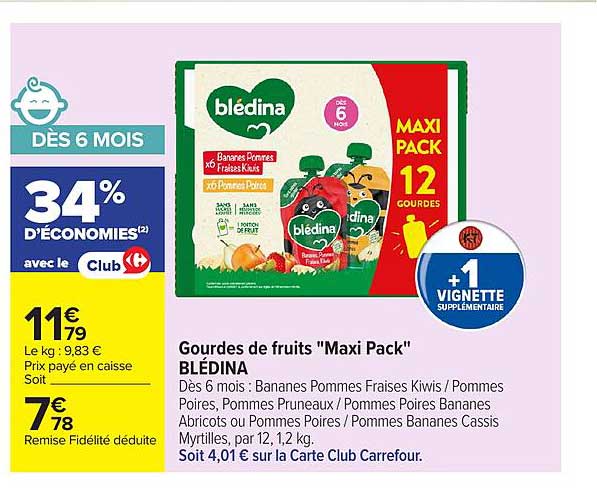 Gourdes de fruits "Maxi Pack" BLÉDINA