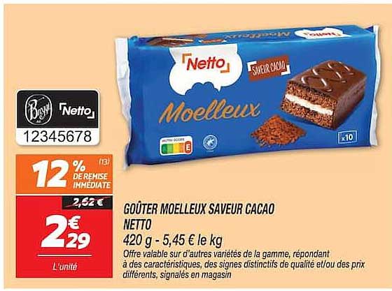 GOUTER MOELLEUX SAVEUR CACAO NETTO