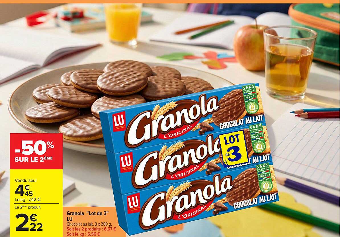 Granola "Lot de 3" LU Chocolat au lait, 3 x 200 g