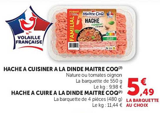 HACHE A CUISINER A LA DINDE MAITRE COQ