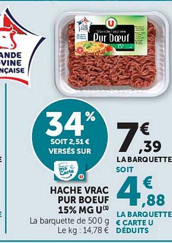 HACHE VRAC PUR BOEUF 15% MG U