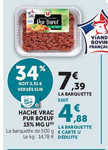 HACHE VRAC PUR BOEUF 15% MG U