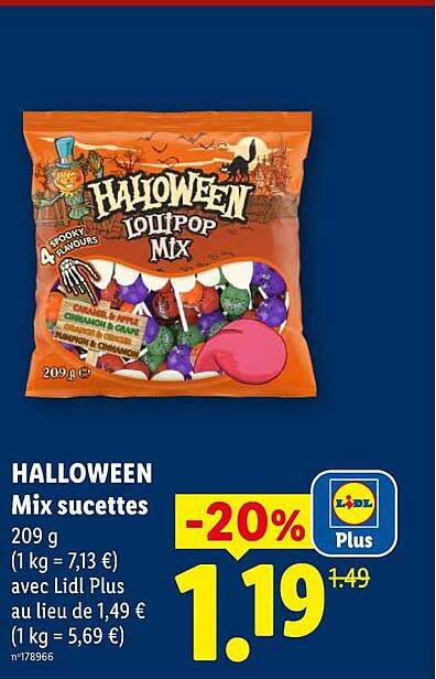 HALLOWEEN Mix sucettes 209 g avec Lidl Plus