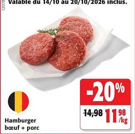 Hamburger boeuf + porc