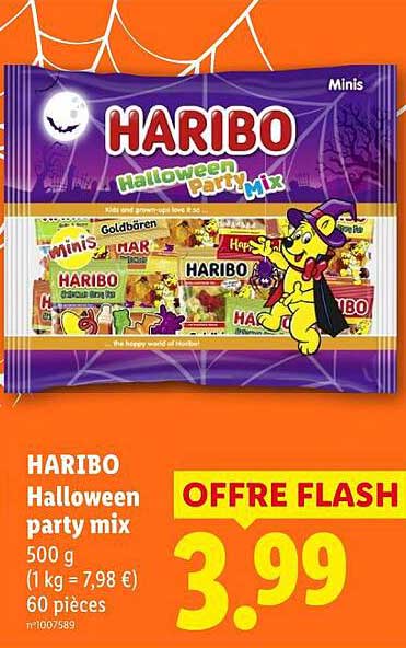 HARIBO Halloween party mix 500 g (1 kg = 7,98 €) 60 pièces