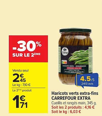 Haricots verts extra-fins CARREFOUR EXTRA