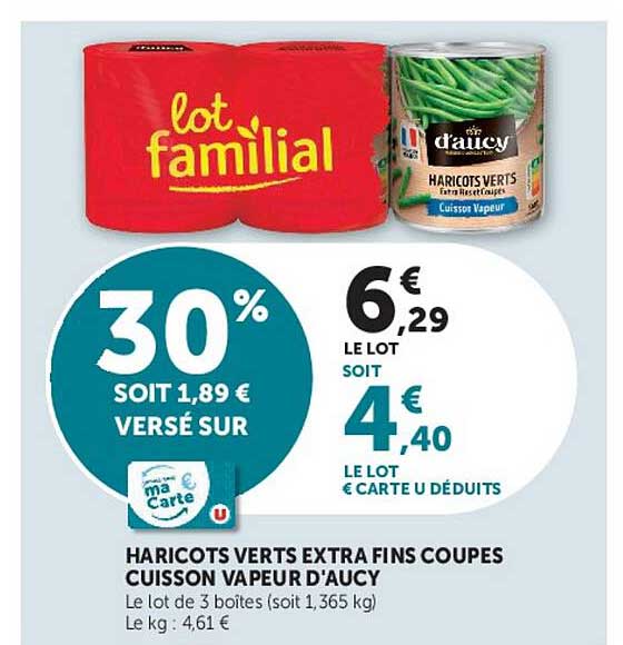HARICOTS VERTS EXTRA FINS COUPES CUISSON VAPEUR D’AUCY