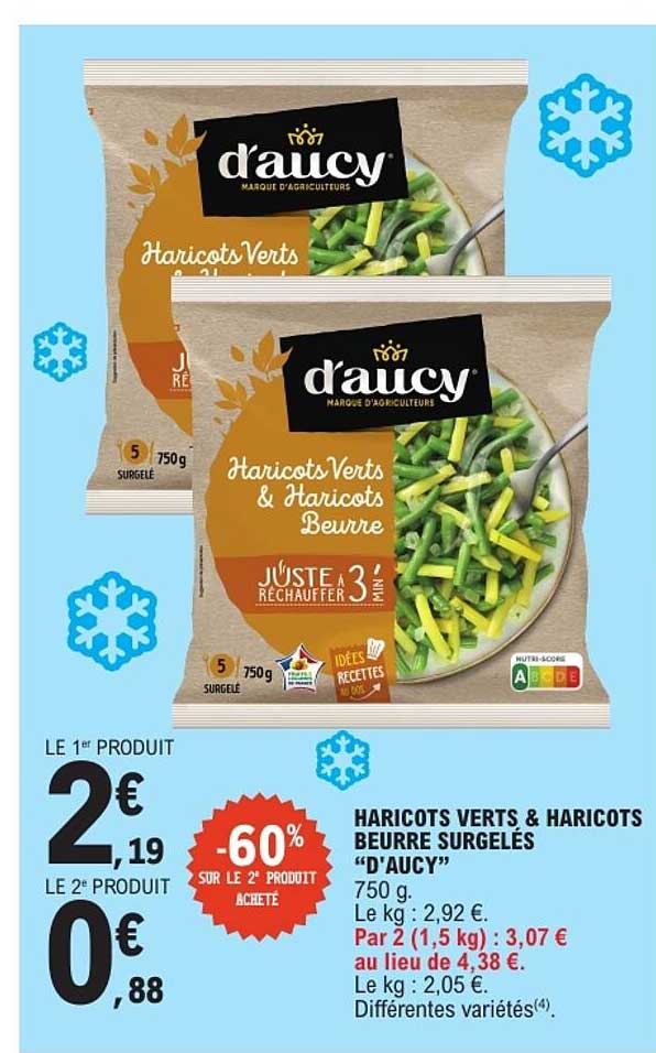 HARICOTS VERTS & HARICOTS BEURRE SURGELÉS D’AUCY 750 g