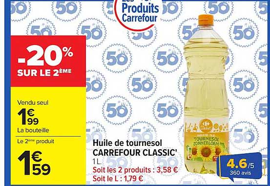 Huile de tournesol CARREFOUR CLASSIC'