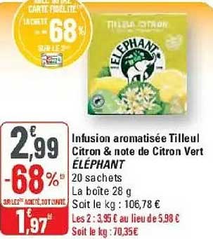 Infusion aromatisée Tilleul Citron & note de Citron Vert ÉLÉPHANT