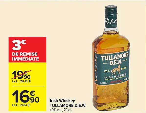 Irish Whiskey TULLAMORE D.E.W. 40% vol., 70 cl.