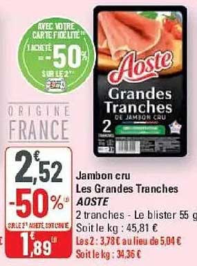 Jambon cru Les Grandes Tranches AUSTE