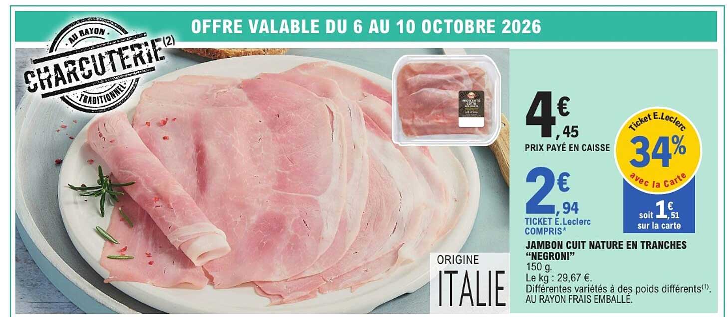 JAMBON CUIT NATURE EN TRANCHES “NEGRONI”