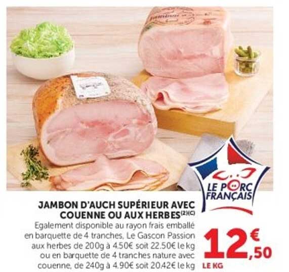 JAMBON D'AUCH SUPÉRIEUR AVEC COUENNE OU AUX HERBES (2) (3)