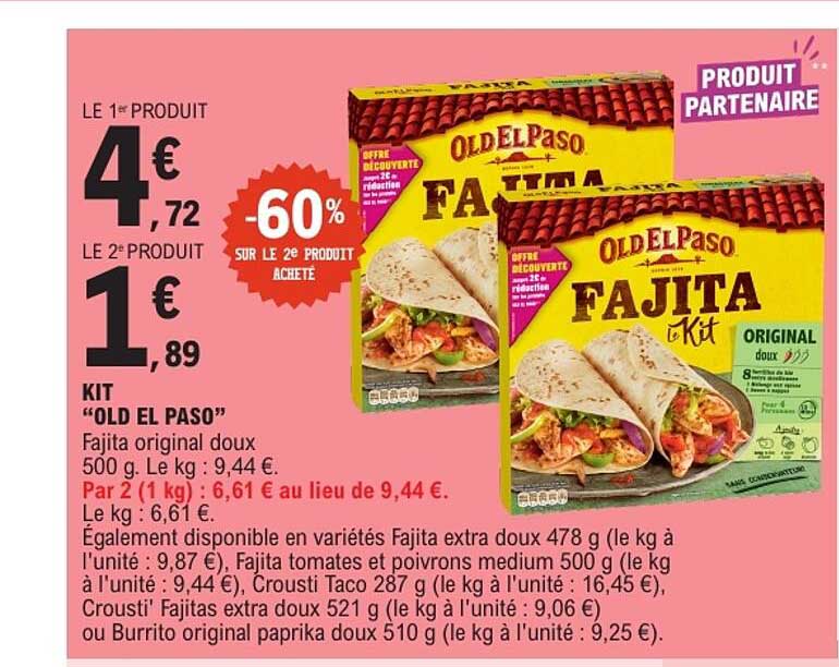 KIT “OLD EL PASO” Fajita original doux 500 g