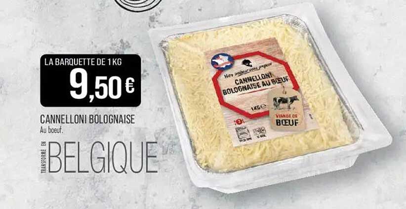 LA BARQUETTE DE 1KG CANNELLONI BOLOGNAISE Au boeuf.