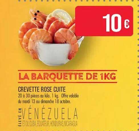 LA BARQUETTE DE 1KG CREVETTE ROSE CUITE