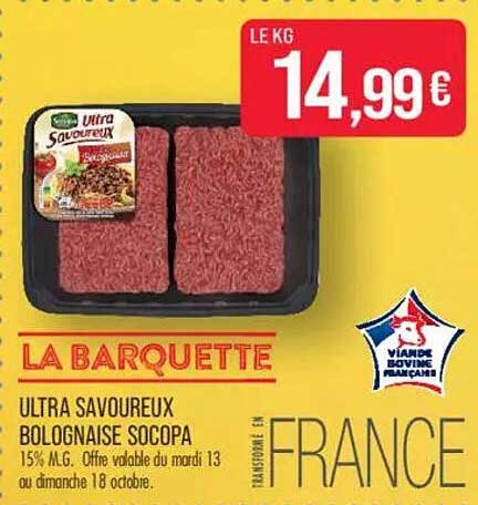 LA BARQUETTE ULTRA SAVOUREUX BOLOGNAISE SOCOPA