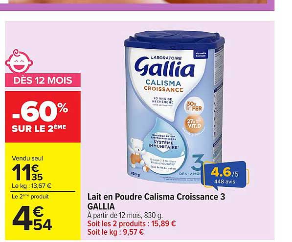 Lait en Poudre Calisma Croissance 3 GALLIA