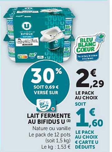 LAIT FERMENTE AU BIFIDUS U