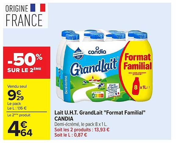Lait U.H.T. GrandLait "Format Familial" CANDIA