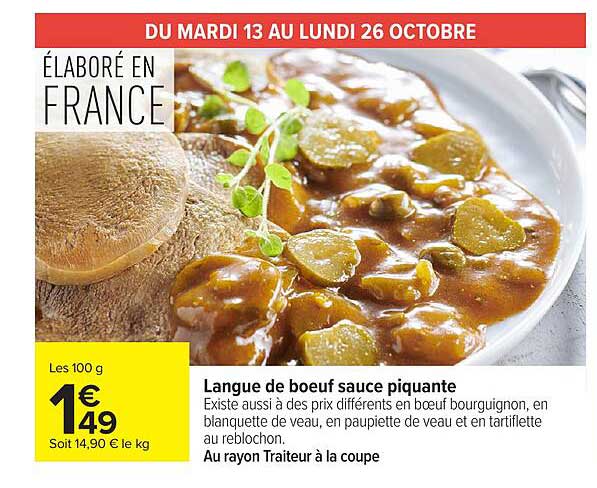 Langue de boeuf sauce piquante