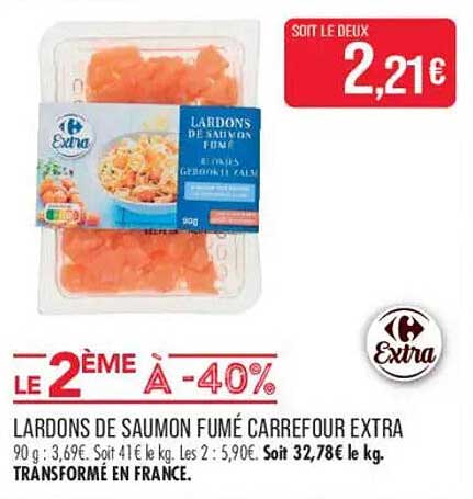 LARDONS DE SAUMON FUMÉ CARREFOUR EXTRA