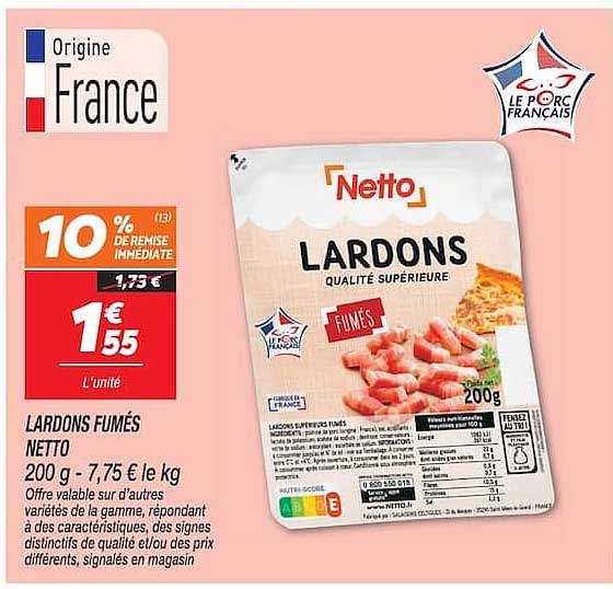 LARDONS FUMÉS NETTO