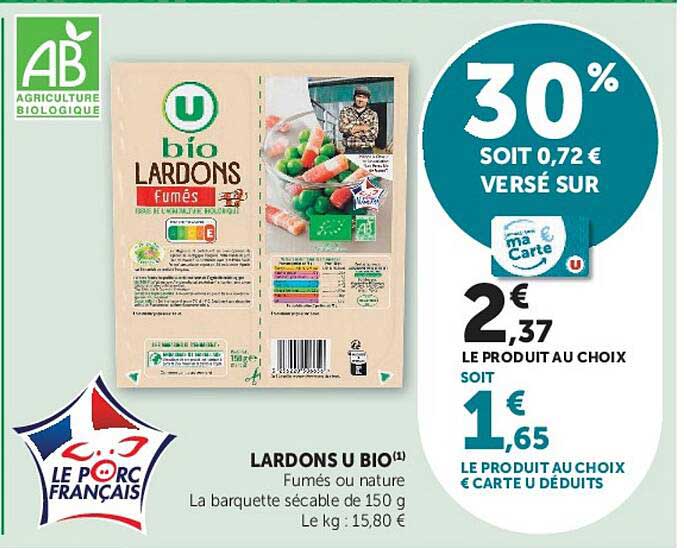 LARDONS U BIO Fumés ou nature