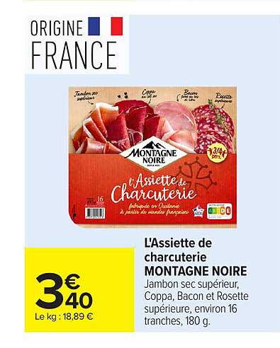 L'Assiette de charcuterie MONTAGNE NOIRE