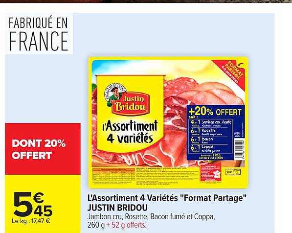 L'Assortiment 4 Variétés "Format Partage" JUSTIN BRIDOU