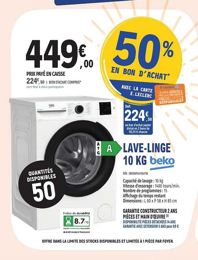 LAVE-LINGE 10 KG beko