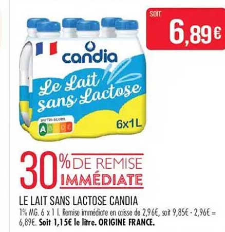 LE LAIT SANS LACTOSE CANDIA