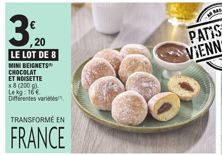 LE LOT DE 8 MINI BEIGNETS CHOCOLAT ET NOISETTE