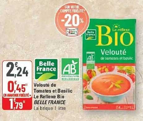 Le réflexe Bio Velouté de tomates et basilic BELLE FRANCE