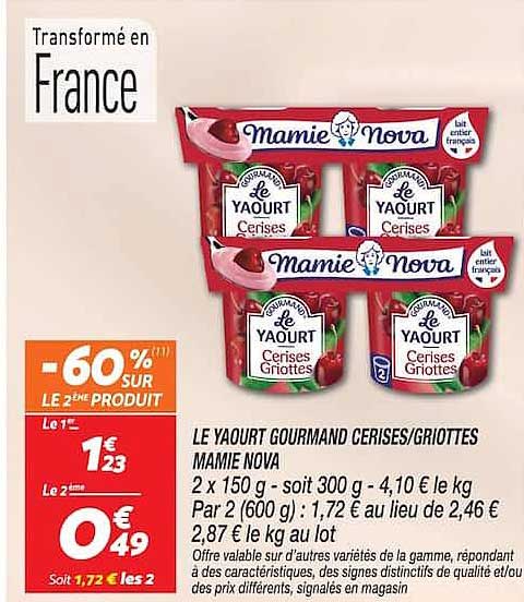 LE YAOURT GOURMAND CERISES/GRIOTTES MAMIE NOVA