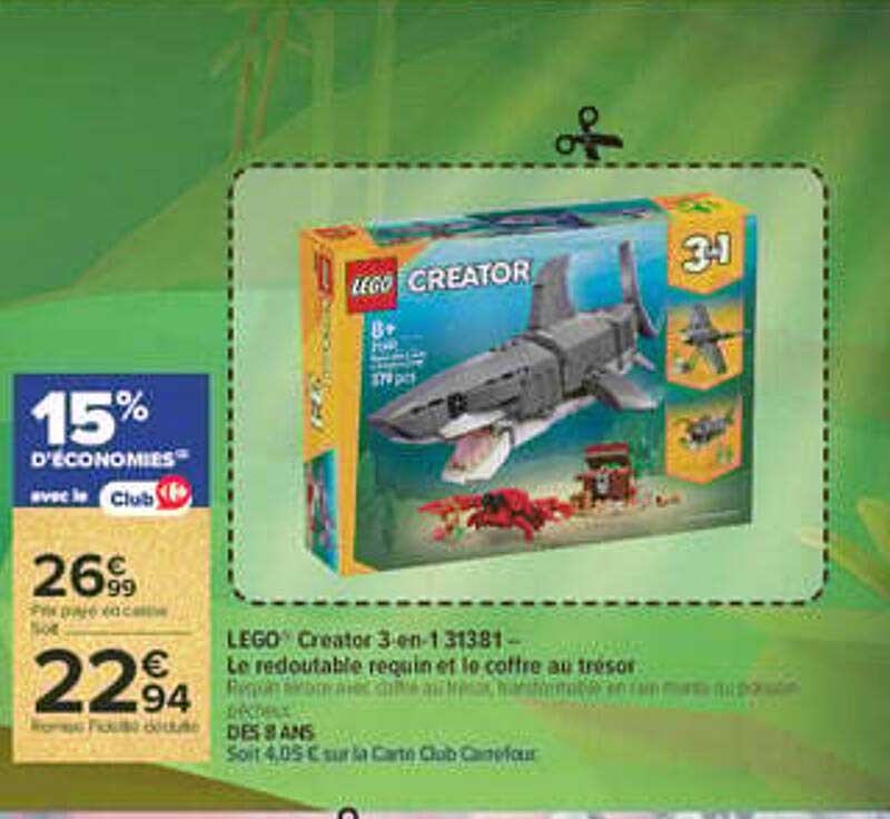LEGO Creator 3-en-1 31138 Le redoutable requin et le coffre au trésor