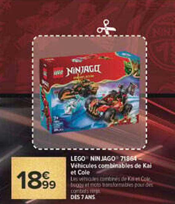 LEGO NINJAGO 71804 Véhicules combinables de Kai et Cole