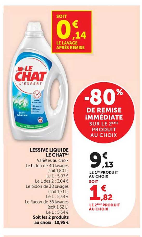 LESSIVE LIQUIDE LE CHAT'A Variétés au choix