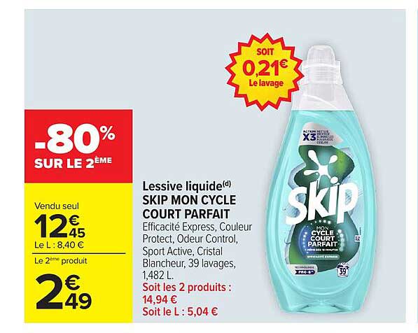Lessive liquide SKIP MON CYCLE COURT PARFAIT