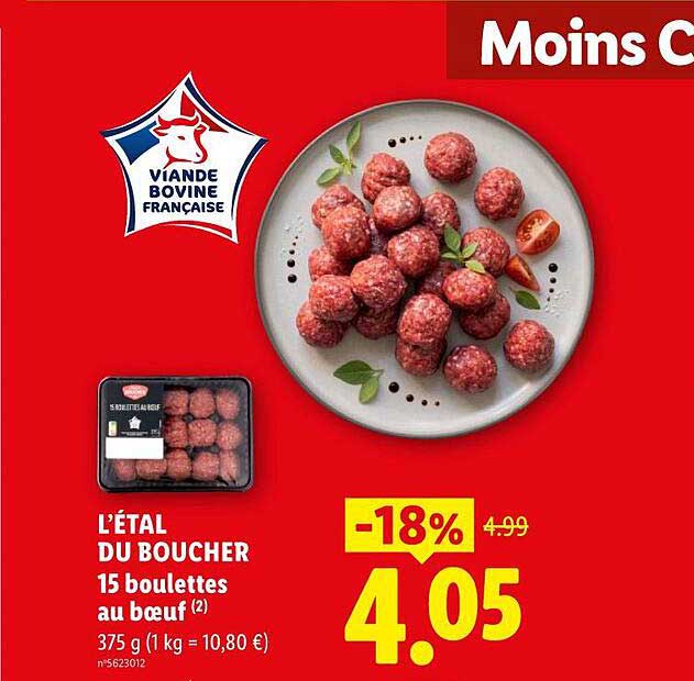 L’ÉTAL DU BOUCHER 15 boulettes au bœuf