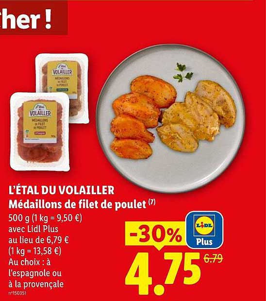 L’ÉTAL DU VOLAILLER Médaillons de filet de poulet