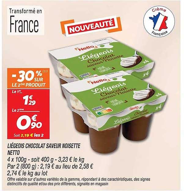LIÉGEOIS CHOCOLAT SAVEUR NOISETTE NETTO
