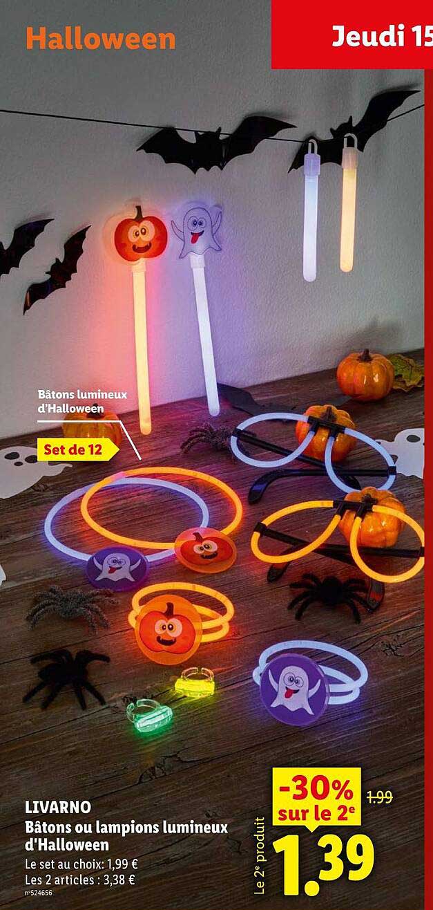 LIVARNO Bâtons ou lampions lumineux d'Halloween