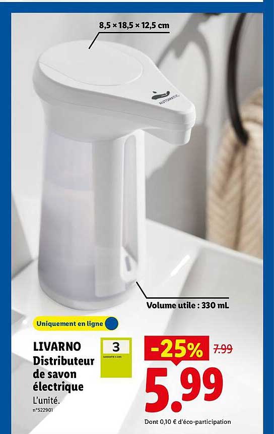LIVARNO Distributeur de savon électrique L’unité.